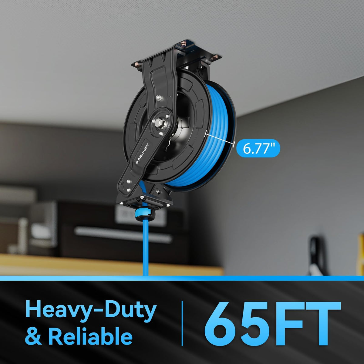 135° dual guide arms allow easy hose routing in tight spaces.