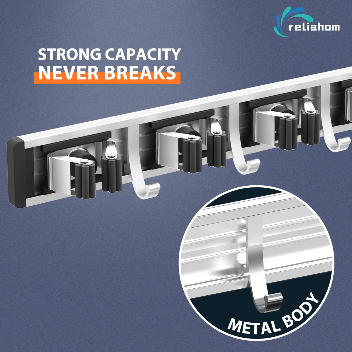 Reliahom 2-pack mop storage racks organize tools, boosting garage and laundry room efficiency
