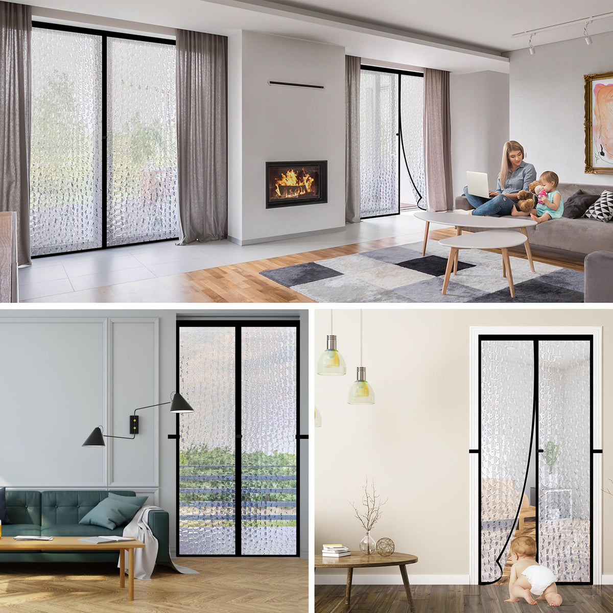 RELIANCER easy-install door curtain for quick setup on multiple doors