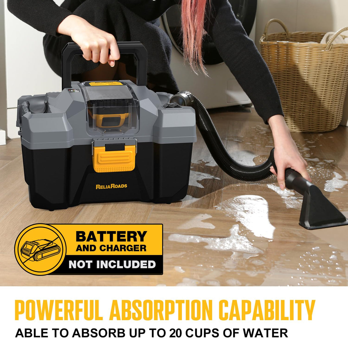 ReliaRoads RCSV-20 wet and dry capability handles spills and debris.
