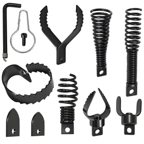 Relioky drain snake 9pcs set close-up showing cutting heads for tough clogs.