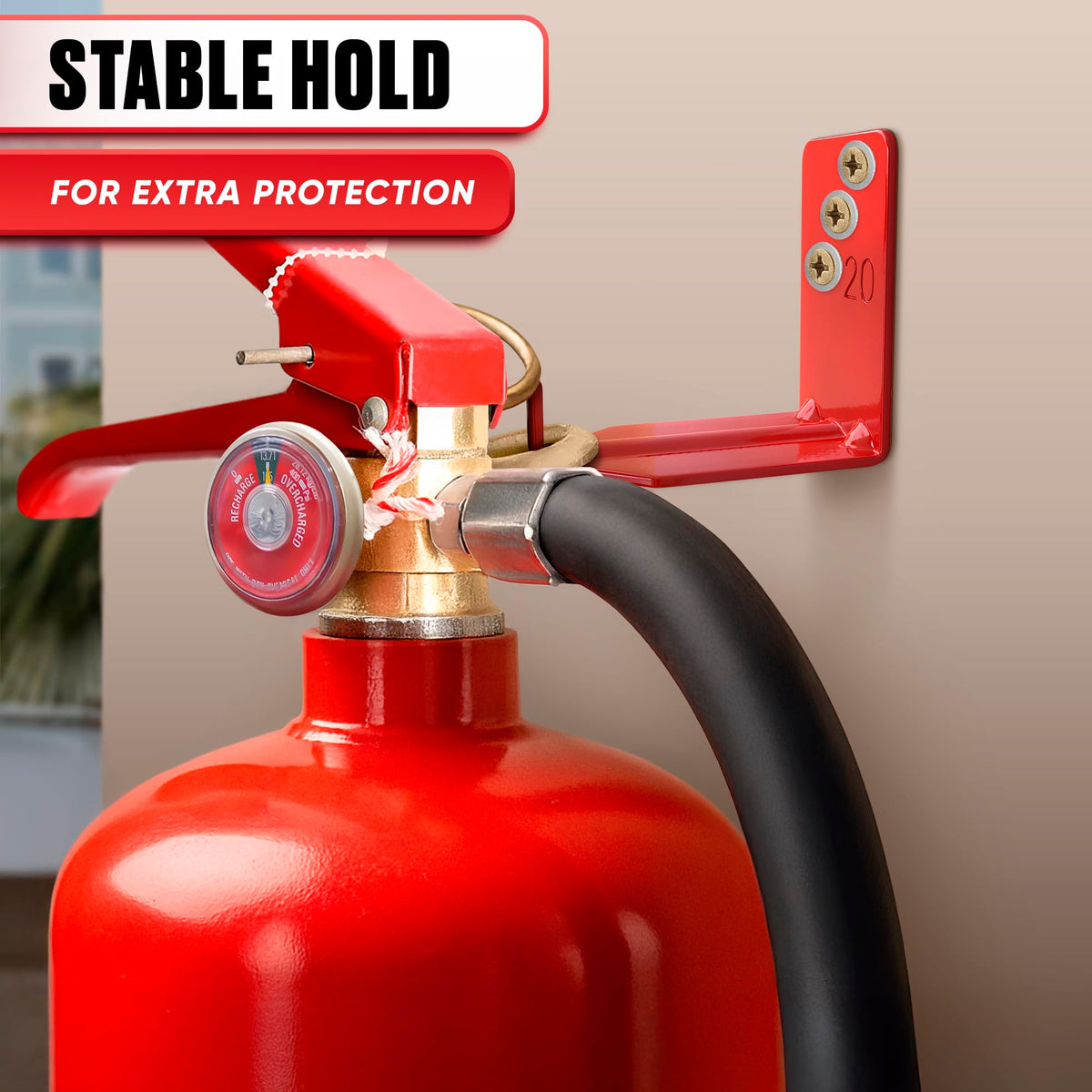Reluen garage and cabinet mounting solution keeps safety equipment organized.