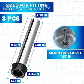 Reluen three-pack bar drain stoppers for quick, easy installation.