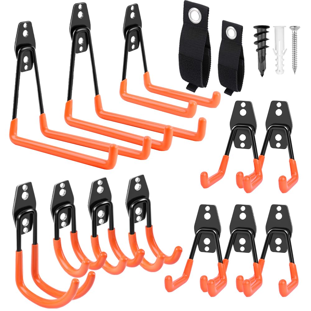 REMIAWY heavy-duty garage hooks 14-pack for secure wall storage