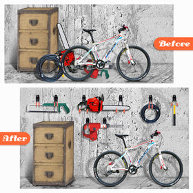 REMIAWY in-use garage hooks creating an organized clutter-free space