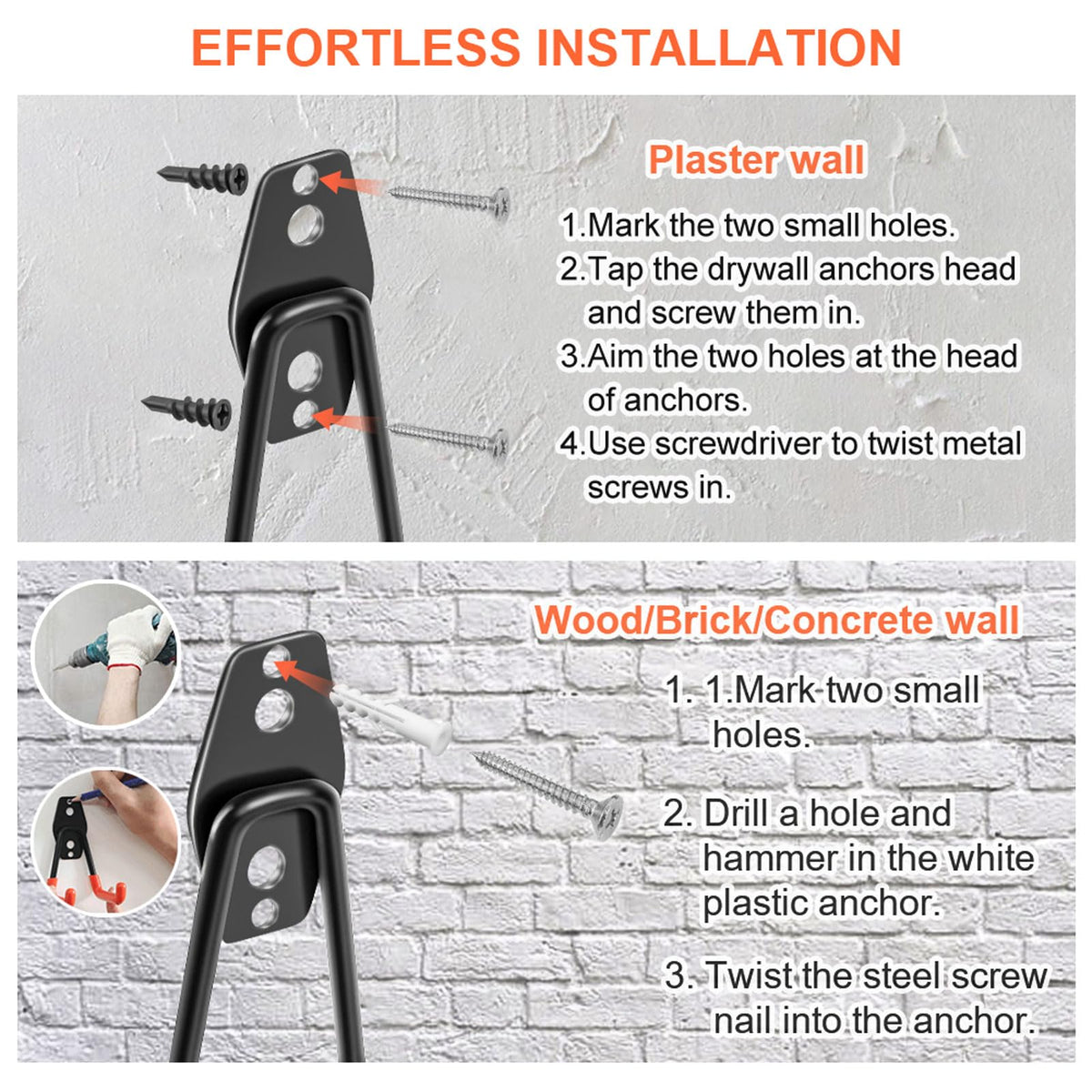 REMIAWY wall installation kit showing mounting on wood or masonry