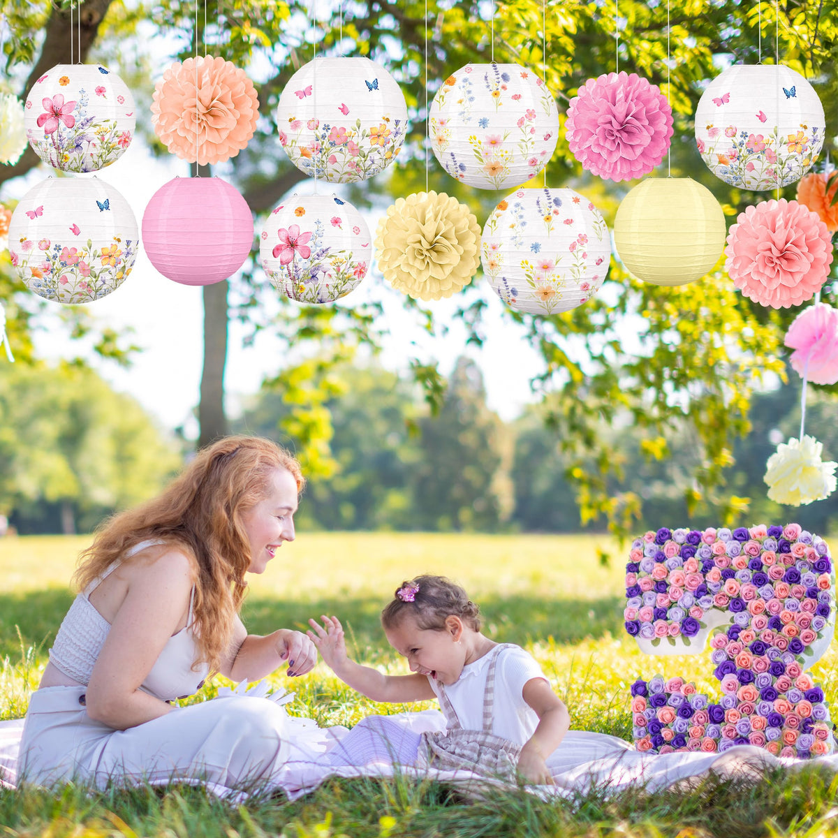 Renbuzhu baby shower display uses lightweight paper for versatile placement