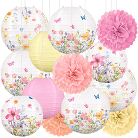 Renbuzhu 8in spring lantern for baby shower with easy ceiling hanging