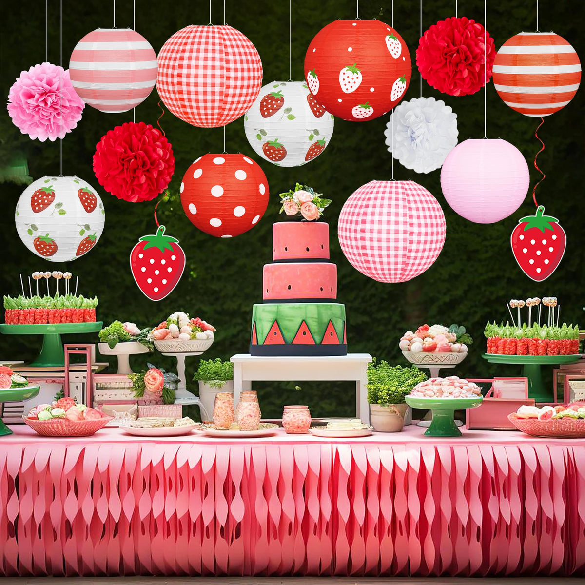 Renbuzhu strawberry lantern 10in brightens ceilings with cheerful fruit decor.