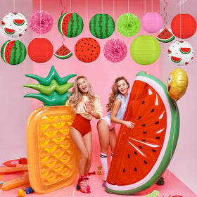 Renbuzhu watermelon hanging swirls with cutouts bring motion and tropical flair overhead.