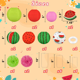 Renbuzhu watermelon lanterns in ten inch size create a bold party focal point.