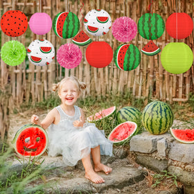 Renbuzhu watermelon pom poms add texture and whimsy to decor.