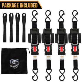 Renegrip packaged black strap set presents ready-to-use tie-down solution.