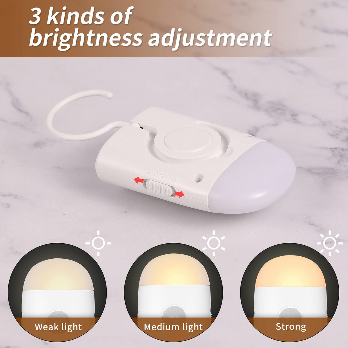 Rengmot night light with 3-level brightness for customizable illumination