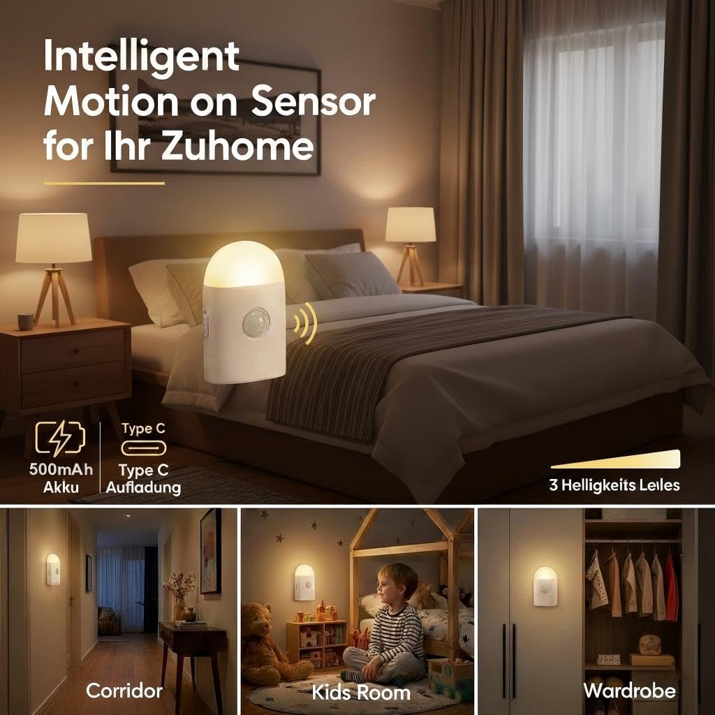 Rengmot night light with hook and sticky pad for easy placement