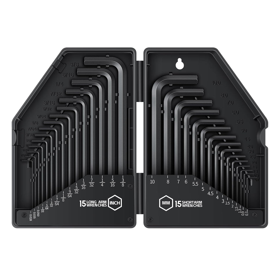 Reniteco 30-piece hex key set in case for quick access and organization
