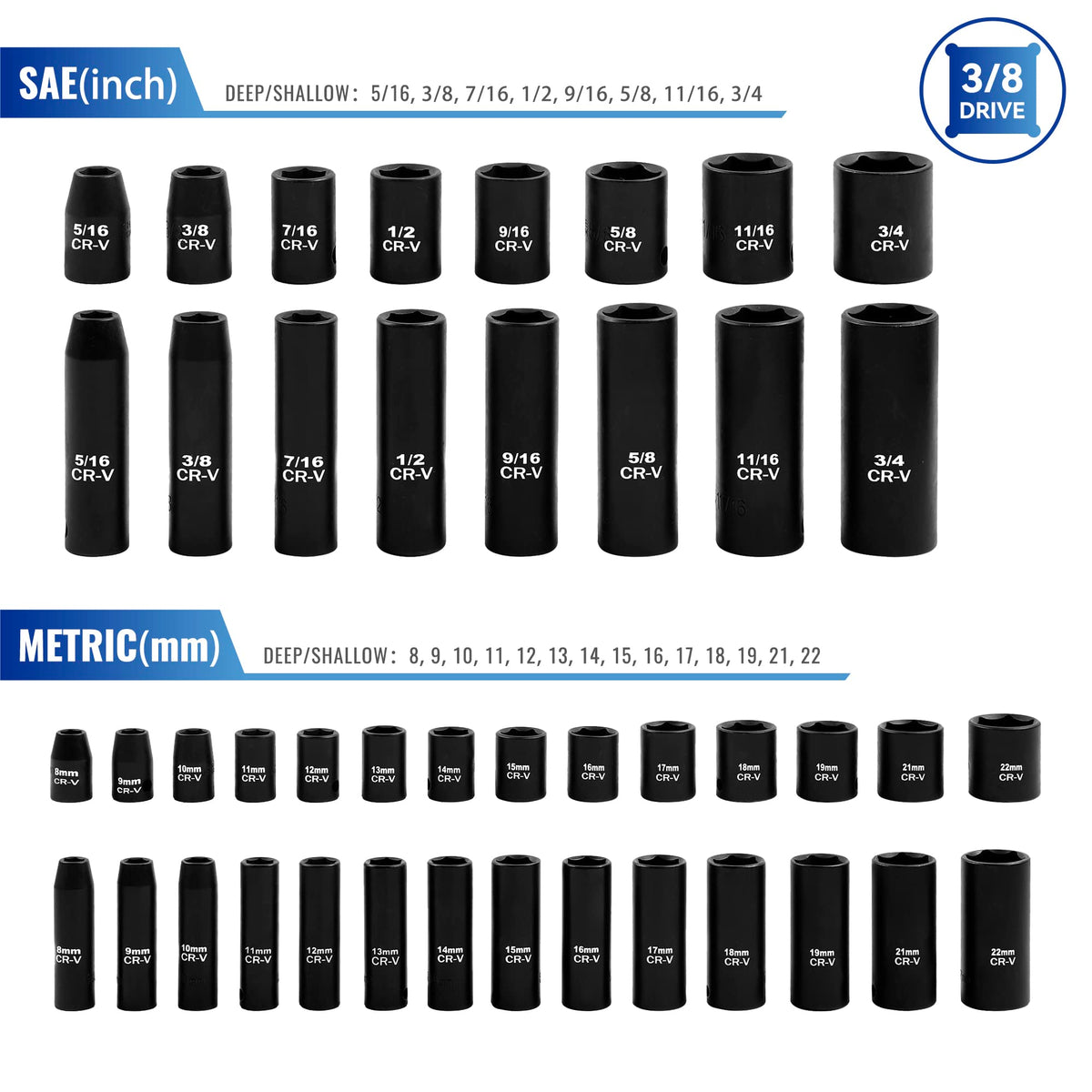 Reniteco 6-point deep sockets for secure bolt engagement and reduced wear