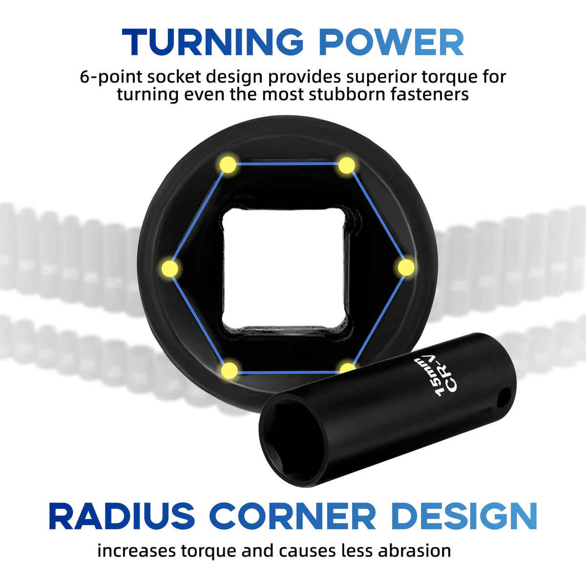 Reniteco sockets with dual laser markings for fast size checks