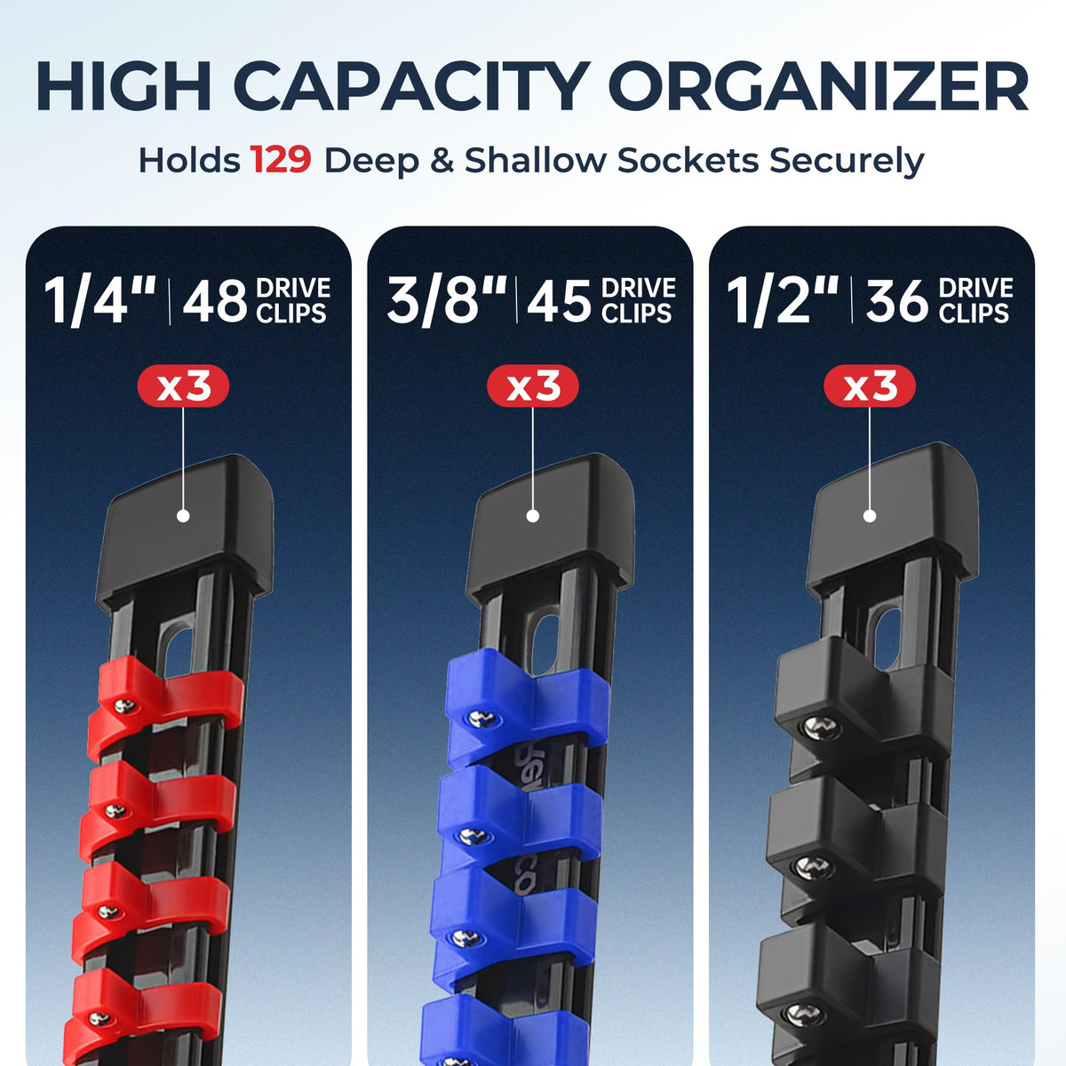 Reniteco socket rail end caps demonstrate adjustable configuration for personalized storage.