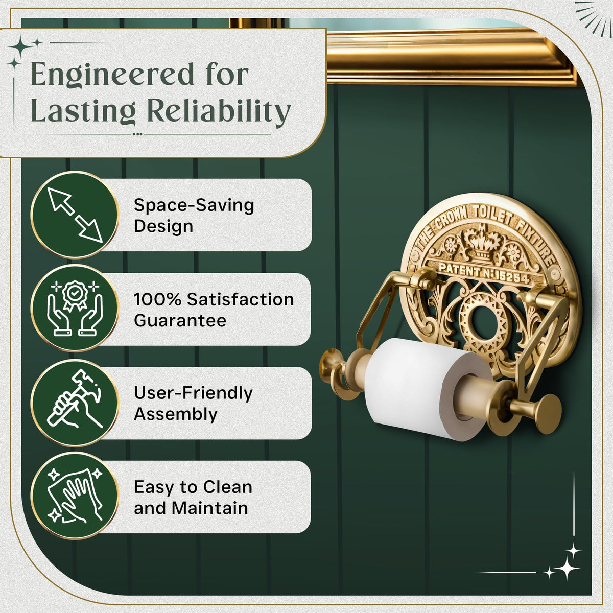 Renovators bright brass finish resists tarnish for years of shine.