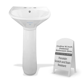 Renovators Ondine pedestal sink front view shows compact elegance for small bathrooms.