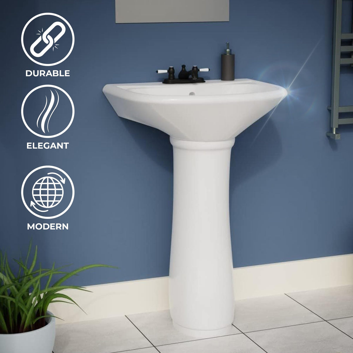 Renovators Ondine space-saving design ideal for small bathrooms and powder rooms.