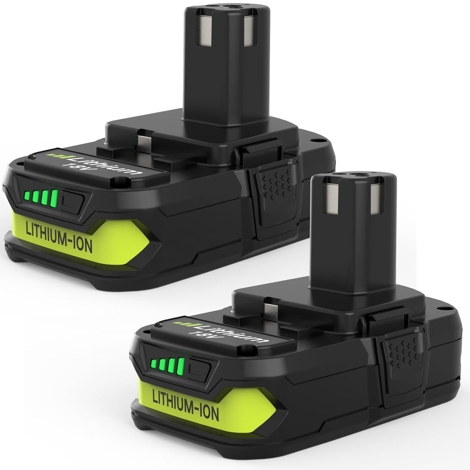 Reoben 2Pack 3.6Ah Ryobi battery front view showing compatibility and extended runtime potential