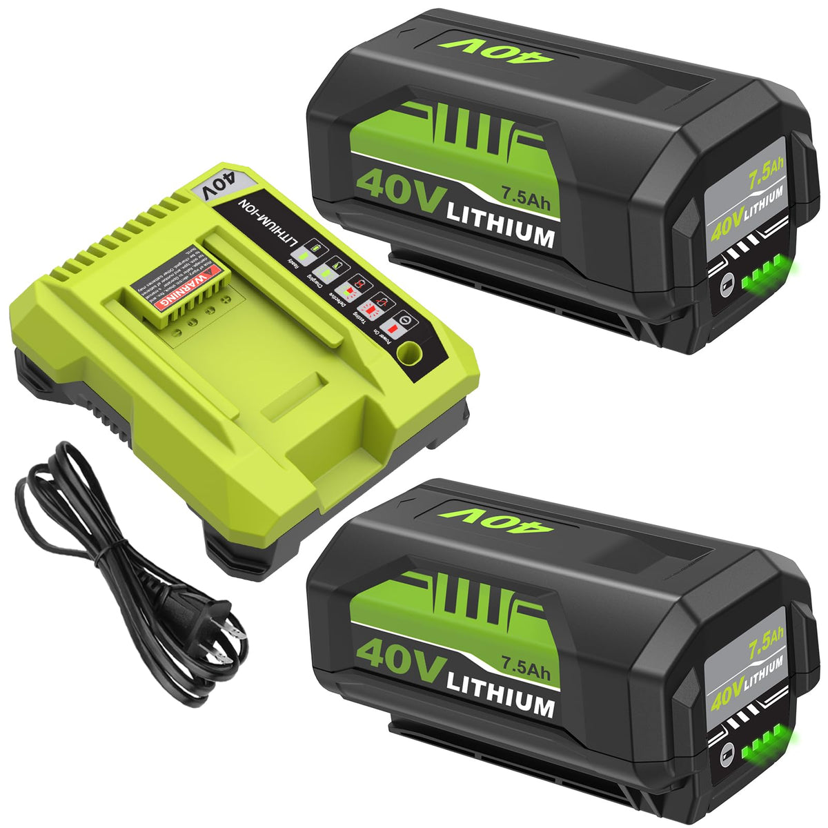 Reoben 2Pack OP4060 7500mAh 40V battery with extended runtime for Ryobi tools