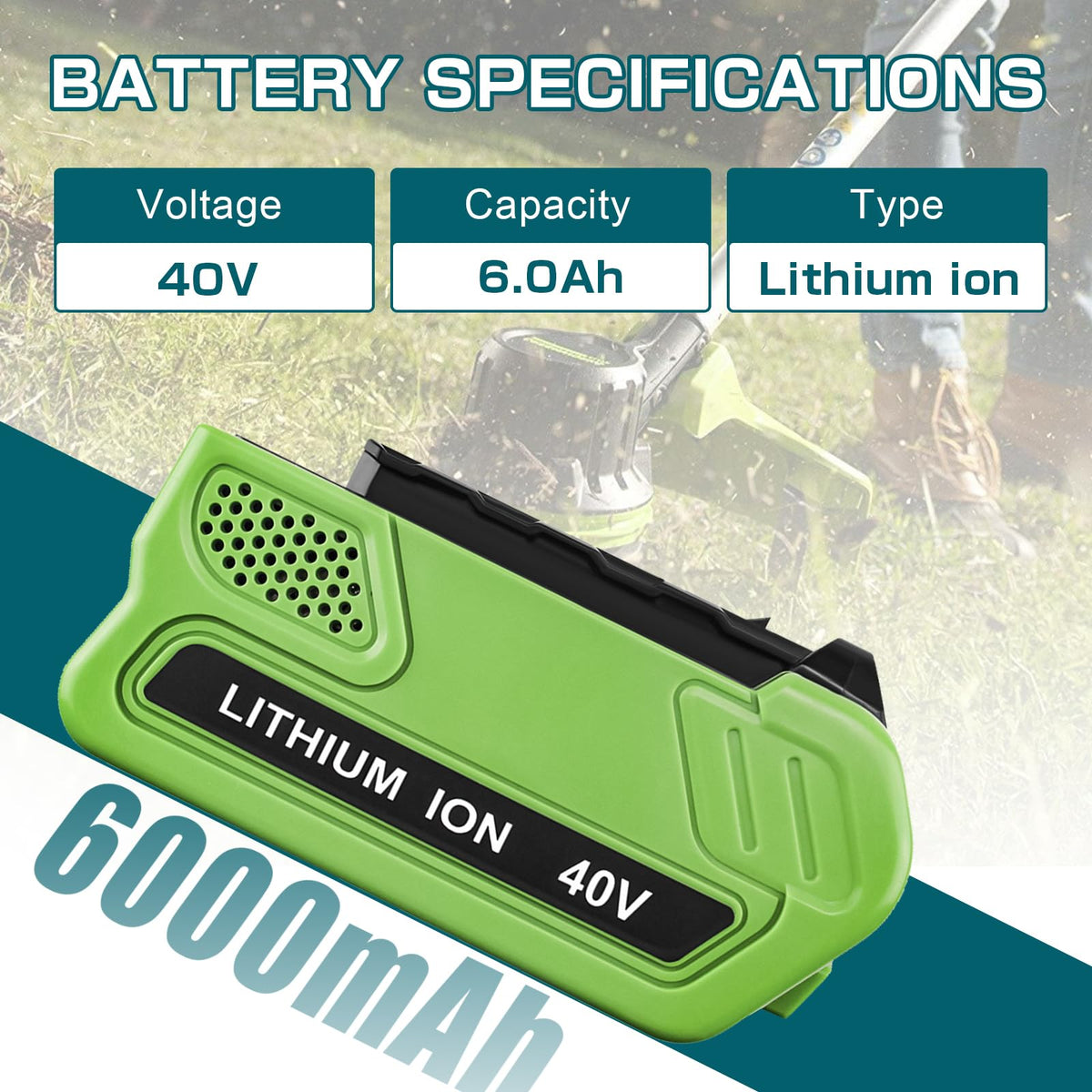 Reoben 6000mAh 40V battery charging status helps minimize downtime.
