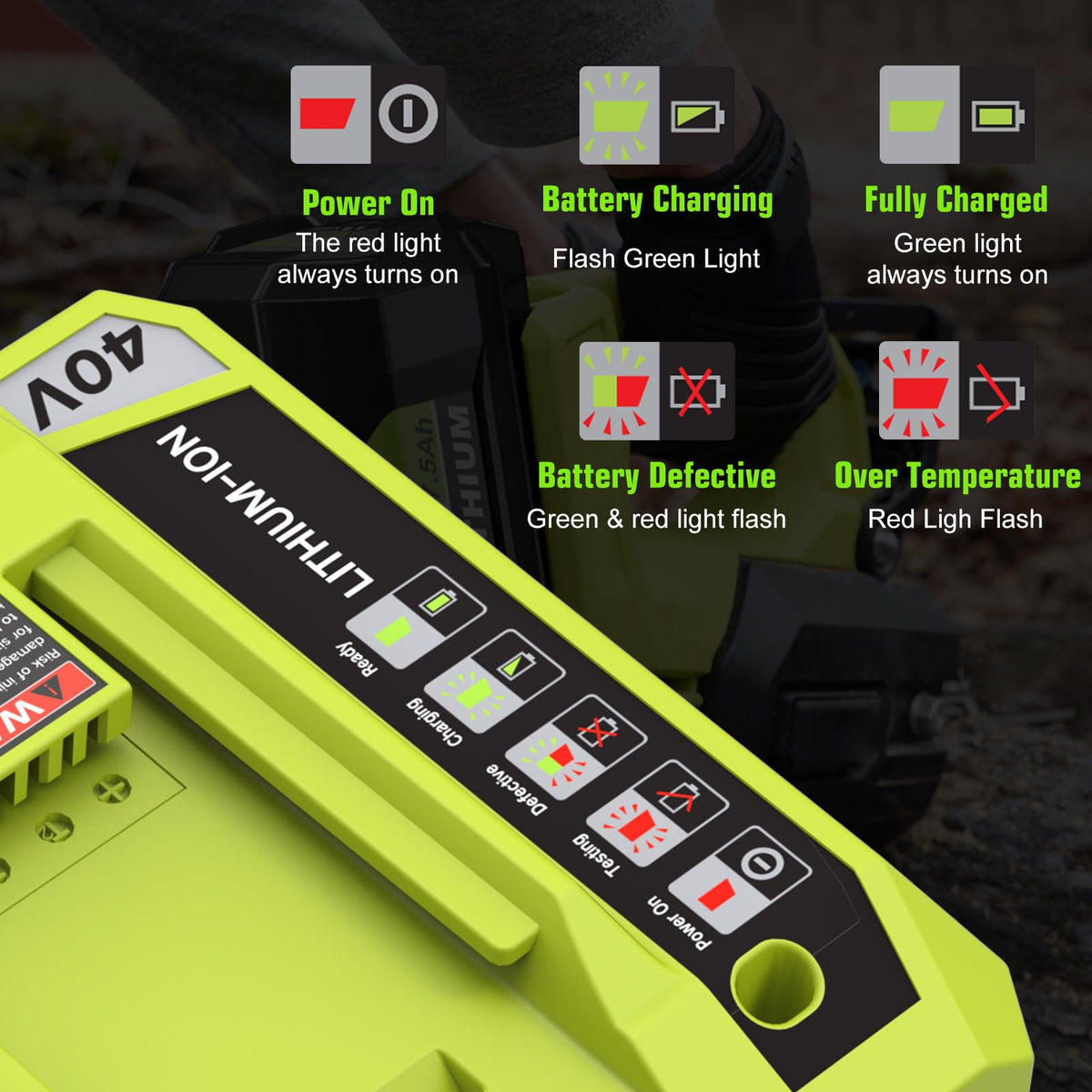 Two-pack Reoben battery in use on a worksite with cordless tools