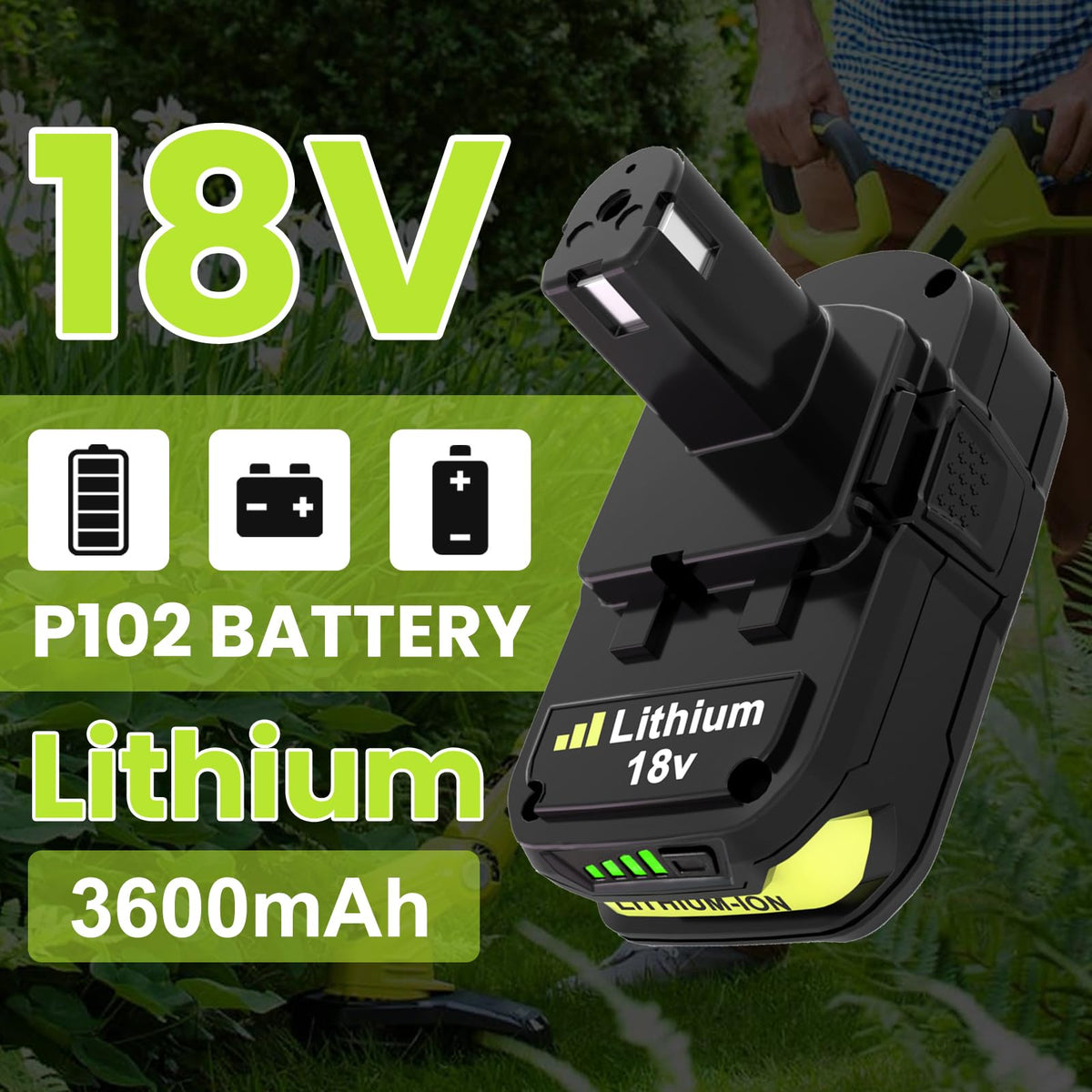 Reoben P117 charger for Ryobi 18V batteries provides efficient recharge.