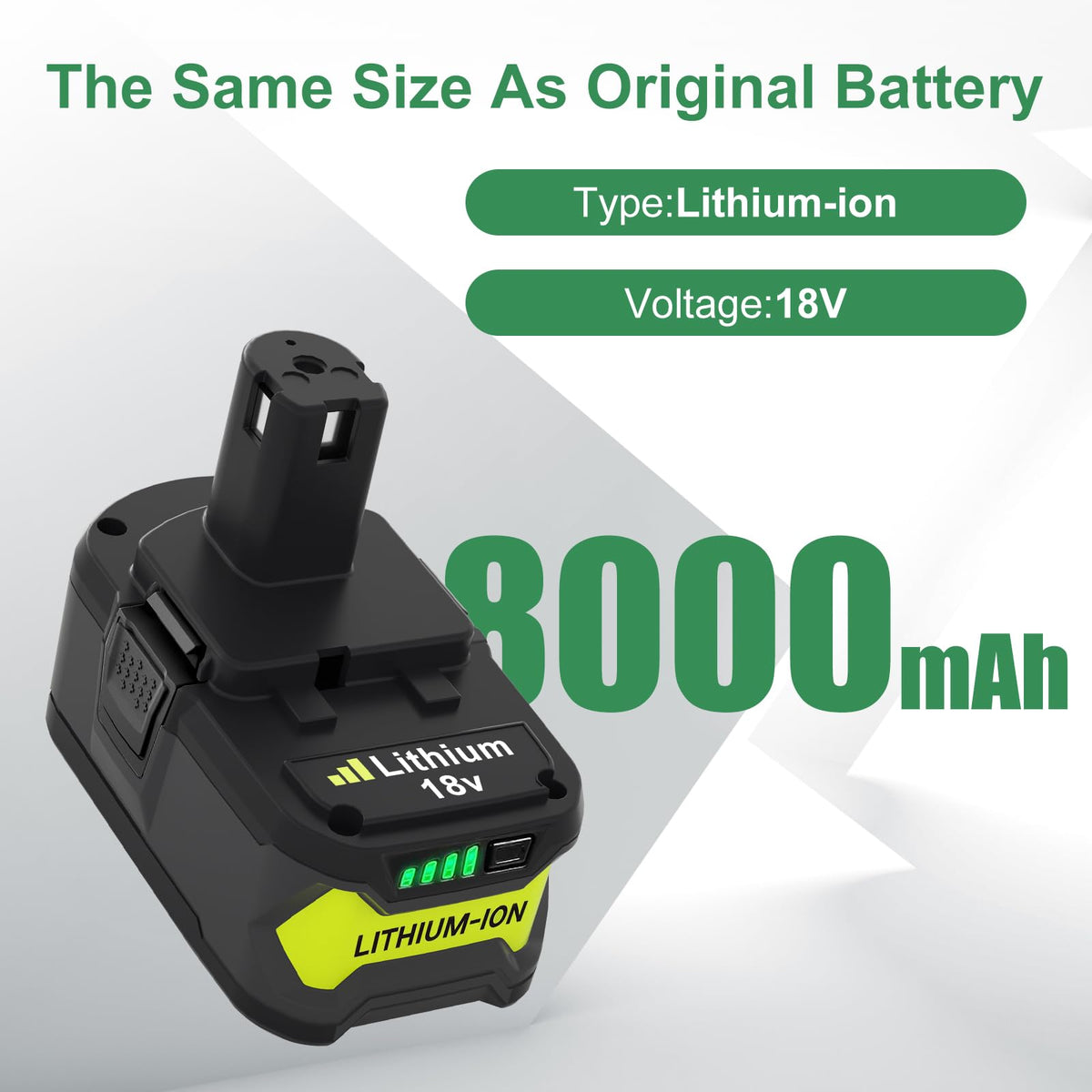 Reoben Ryobi battery with LED indicator shows charge status for smarter planning