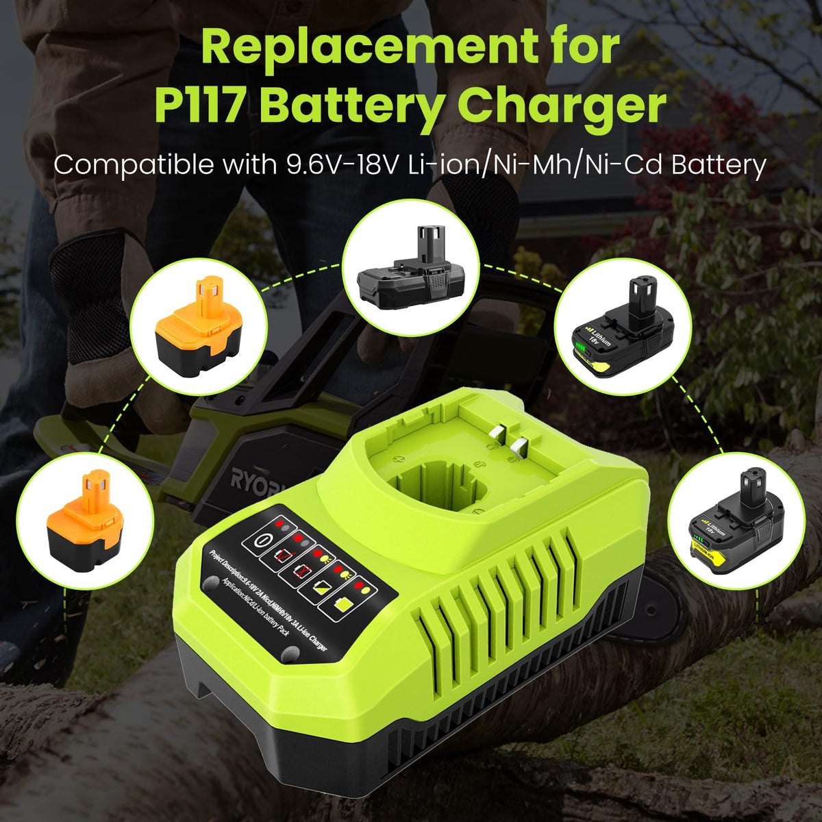 Reoben 8.0Ah pack powers Ryobi tools with extended runtimes.