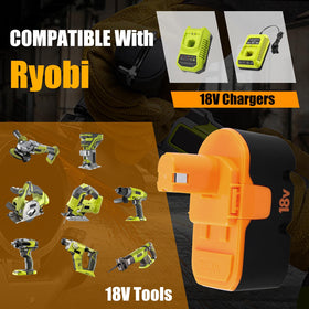 Reoben P101-compatible battery ensures reliable power to Ryobi tools.