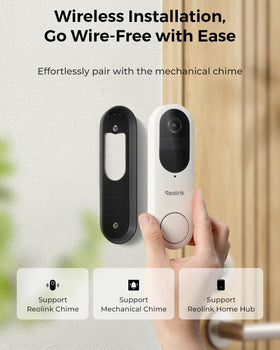 REOLINK Doorbell offers flexible power with battery or wired options for easy setup.
