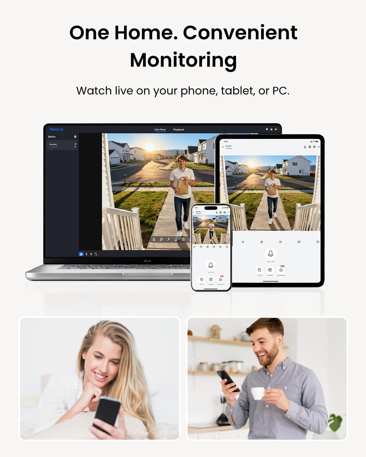 REOLINK Video Doorbell PoE wide 180 diagonal view for better coverage.