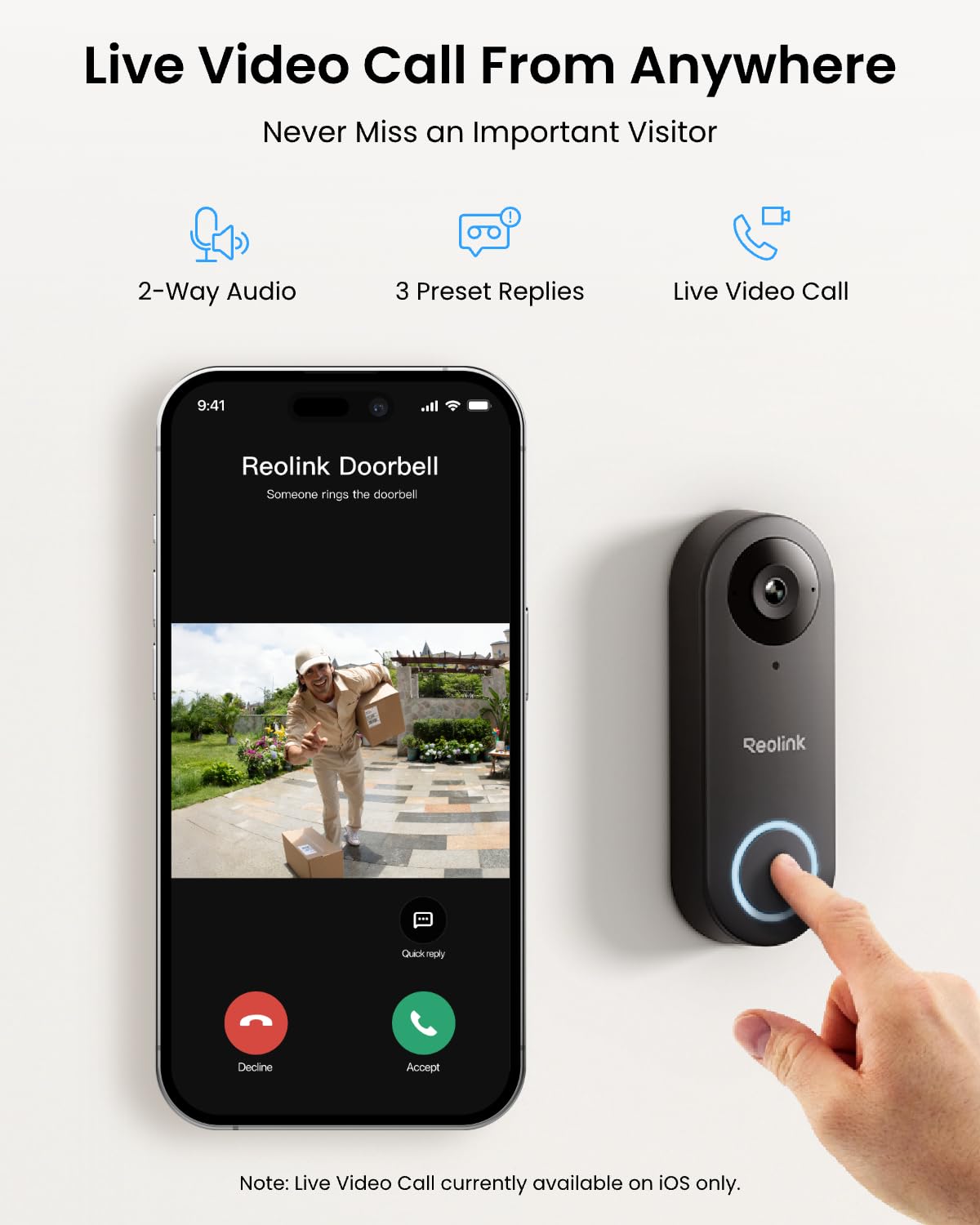REOLINK Video Doorbell wide 180 view captures porch details