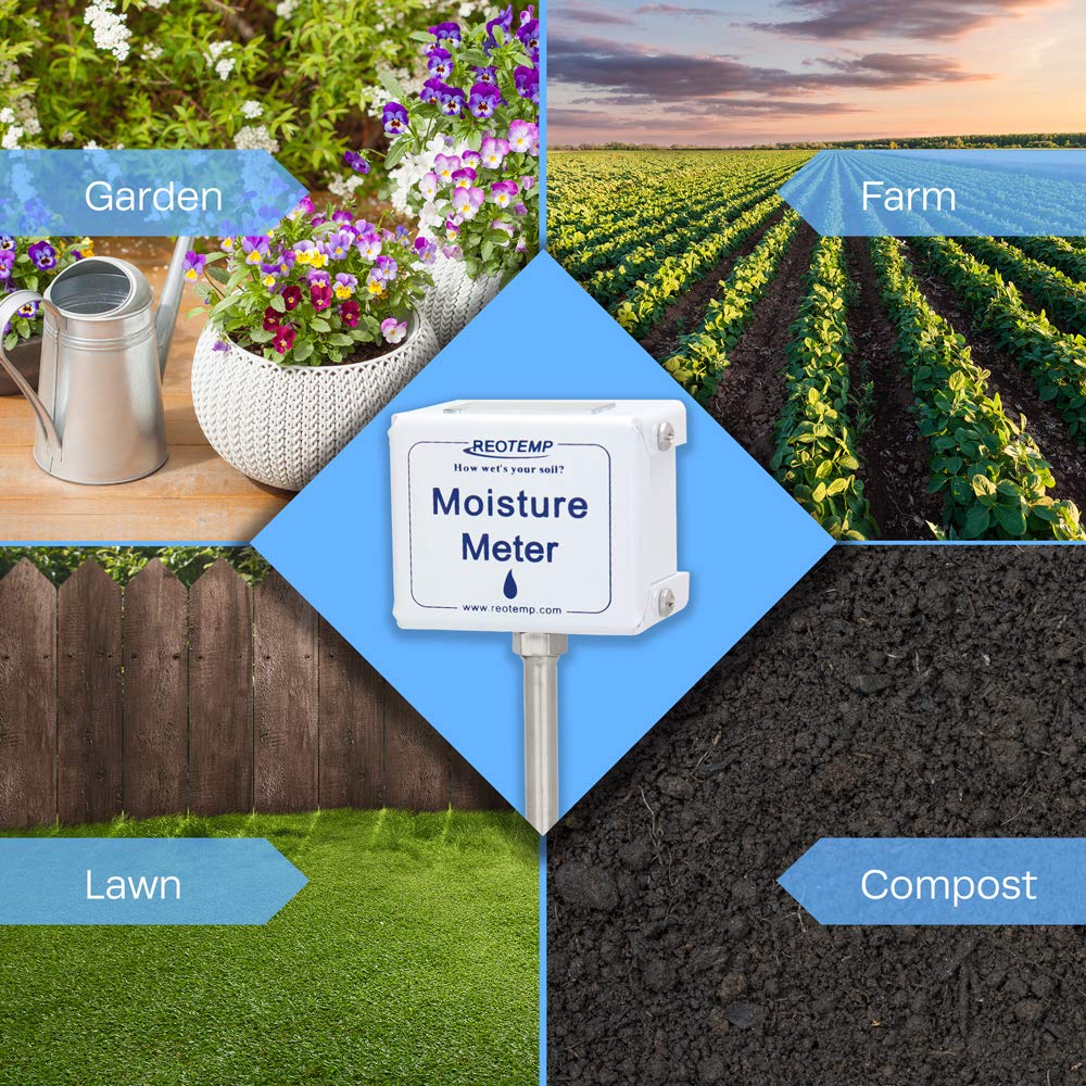 REOTEMP AAA battery-powered meter provides instant readings for quick soil checks.