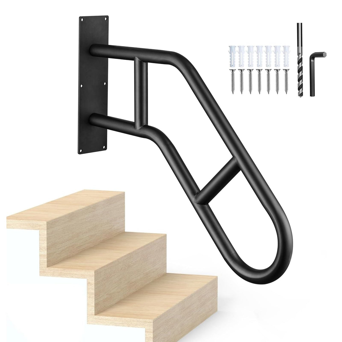 Repuskor wall-mount outdoor handrail for steps offers secure grip.
