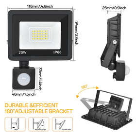 RERBIO plug-in flood light with 6-30 ft sensing range for porch safety