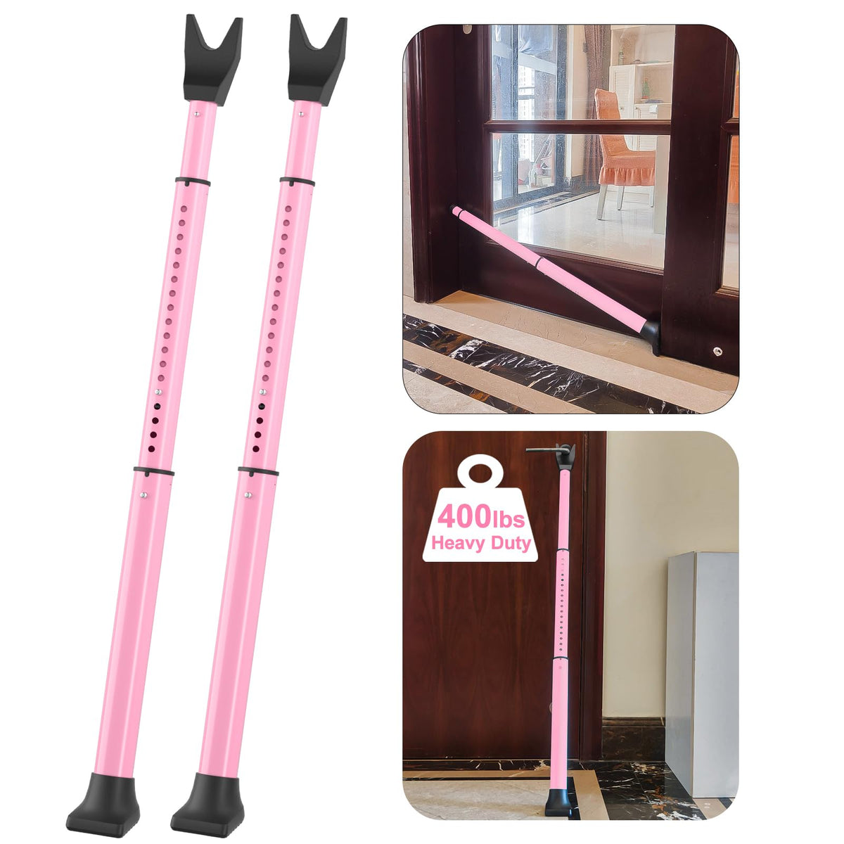 Rerishom door security bar with adjustable length for versatile door fit.