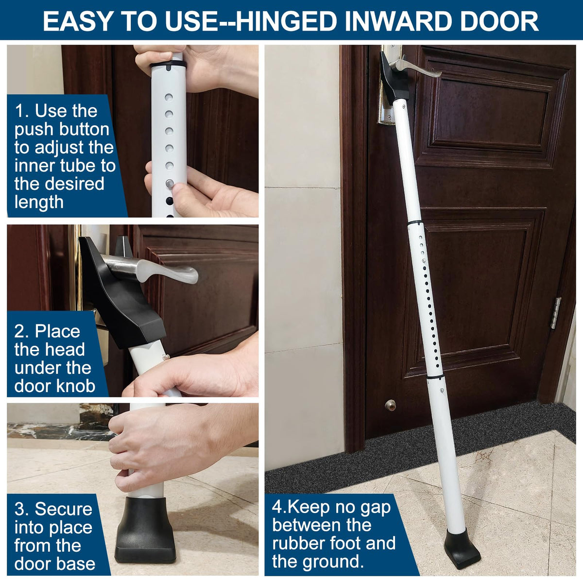 Rerishom door security bar requires no installation and is ready out of the box