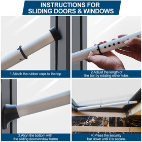 Rerishom door security bar designed for sliding doors at 43 inches