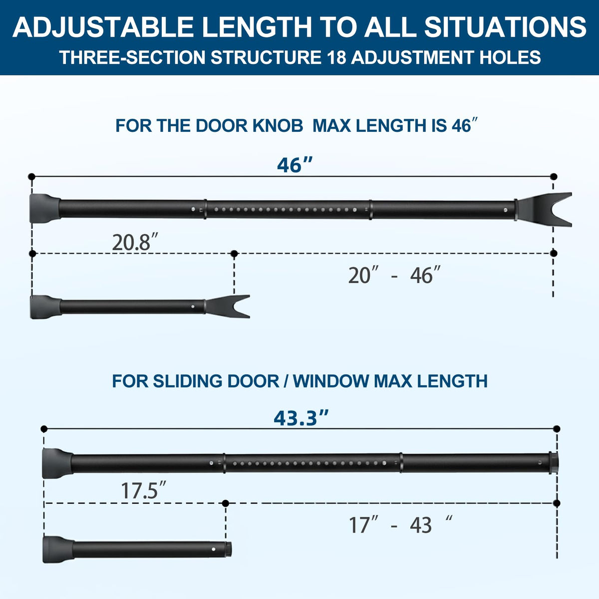 Rerishom security bar holds up to 400 lbs for sturdy, reliable protection.