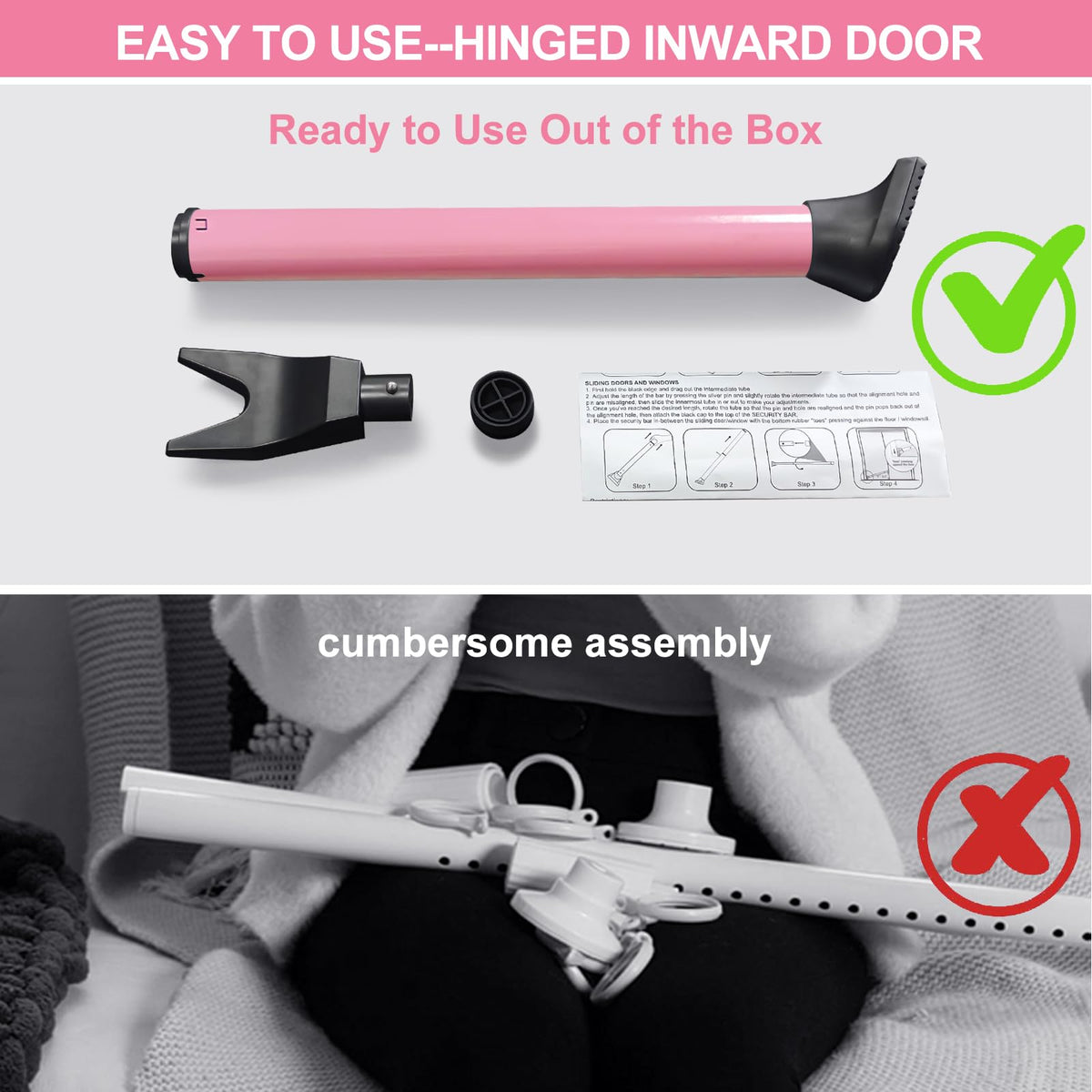 Rerishom pink door security bar adds visibility and style.