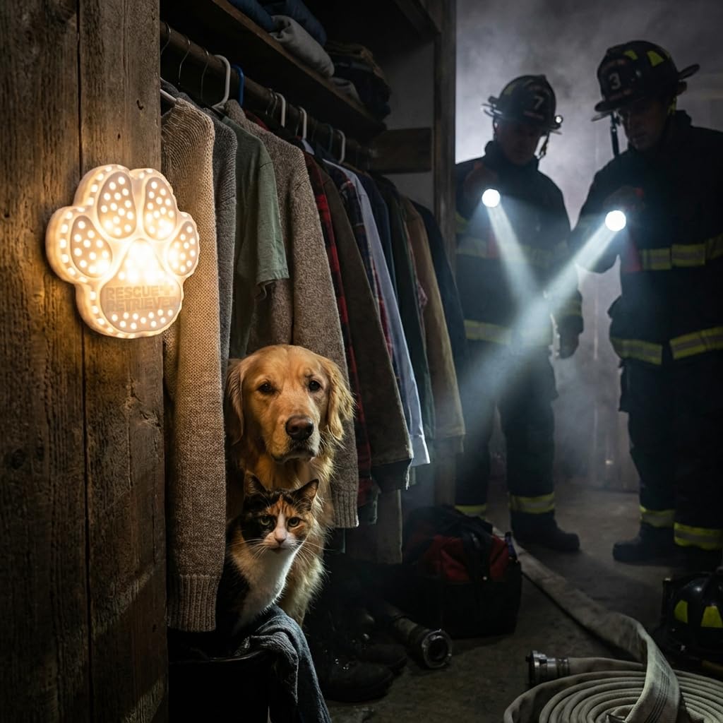 Rescue Retriever reflective Pets Inside decal enhances rescue visibility.