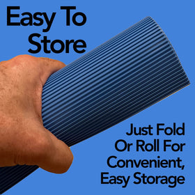 RESILIA Stay-Put ladder mat powder blue color enhances poolside aesthetics