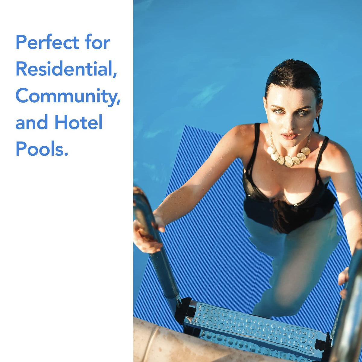 RESILIA Stay-Put ladder mat eco-friendly materials support sustainable pool care