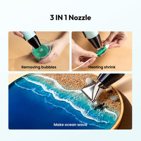 Resiners heat gun deflector nozzle for controlled airflow and cleaner resin surfaces