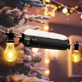 Restmo outdoor box for holiday lights helps organize exterior decorations.